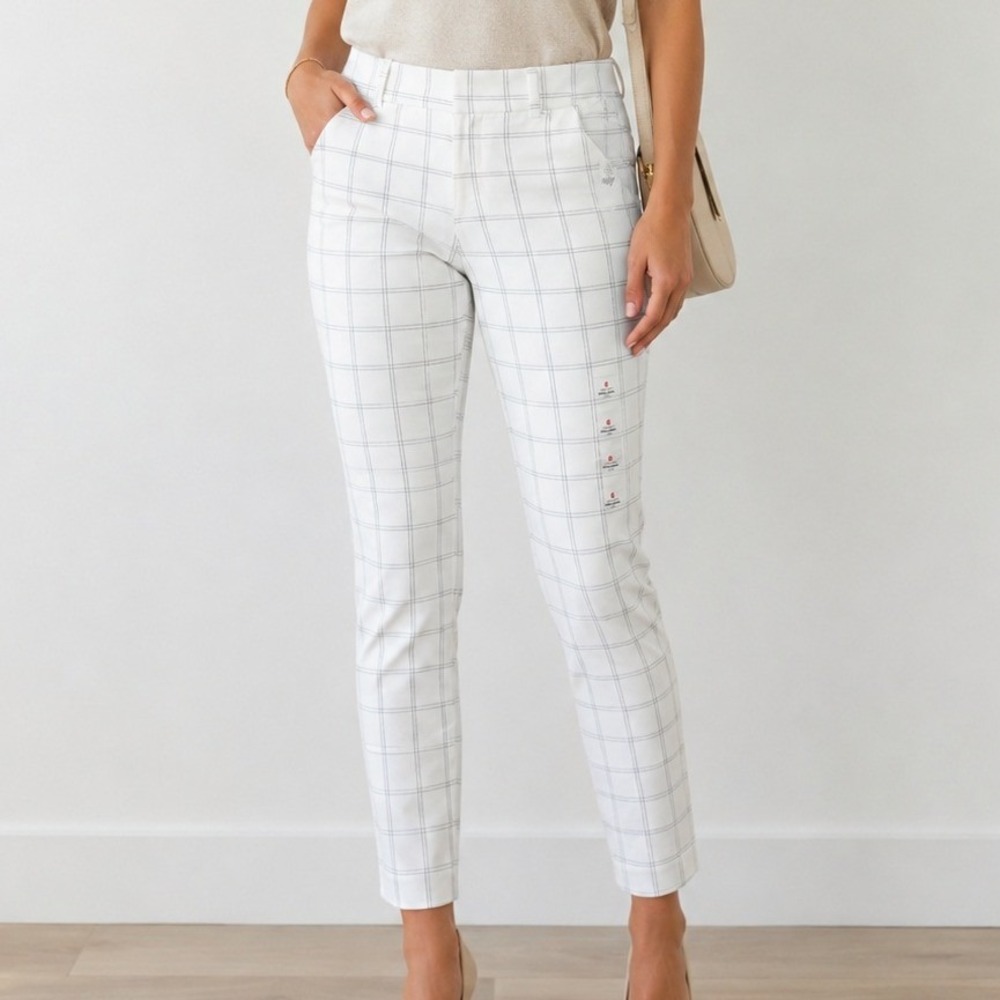 Old‎ Navy NWT Pixie Skinny High Rise Ankle Pants White Black Windowpane Plaid 6